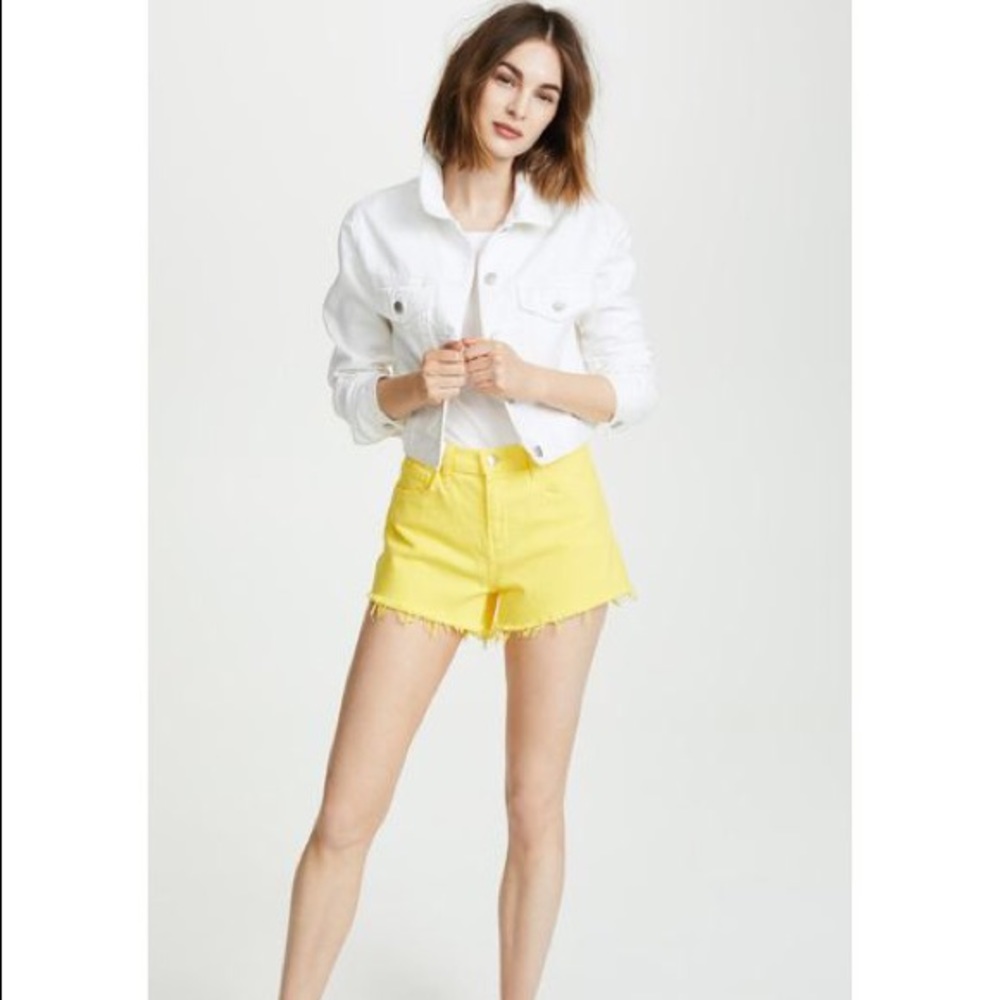L’Agence Ryland Denim Shorts in Yellow. BNWT
